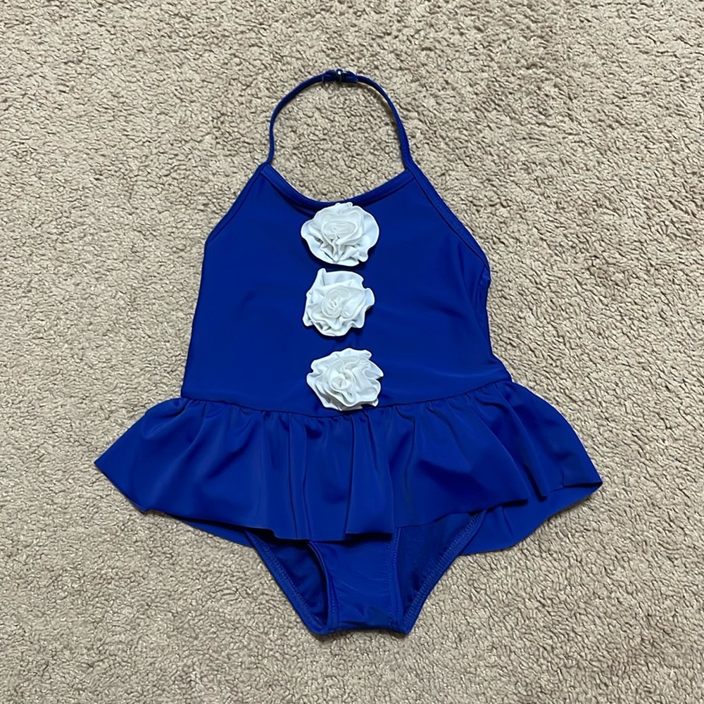 Adorable Gymboree baby girl blue swimsuit, size 18-24 months, mint condition.